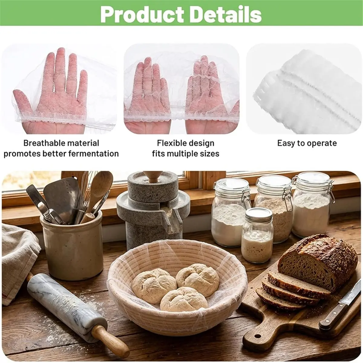 Disposable Banneton Liner,Non-Stick Bread Proofing Cover,Elastic Banneton Covers,for Bread Proofing,Sourdough,Rising