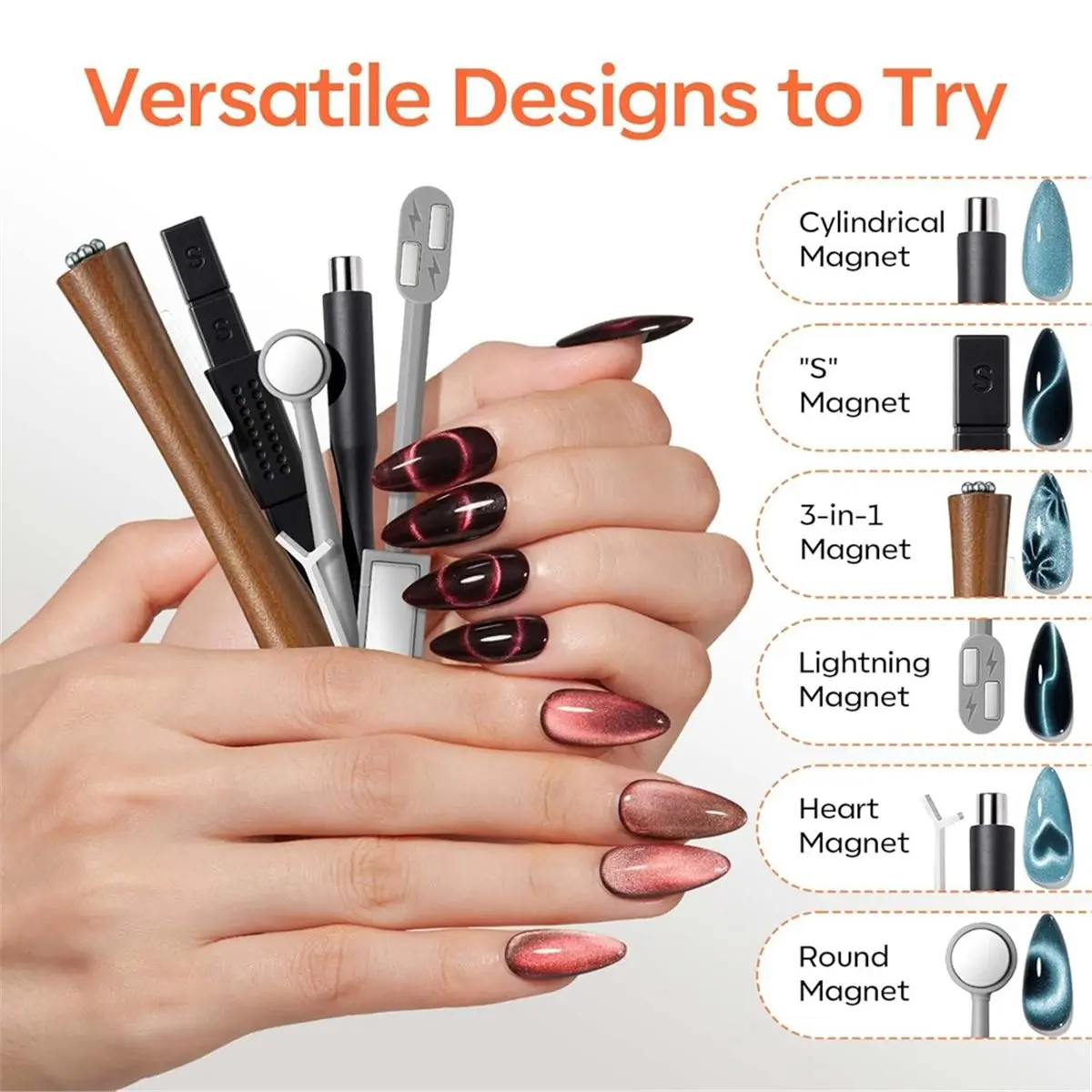 618 Mega Sale Cat Eye Magnet Set for Nails, Heart Cateye Powerful Magnetic Pen Nail Design Square Double Head Round Magnets Tool