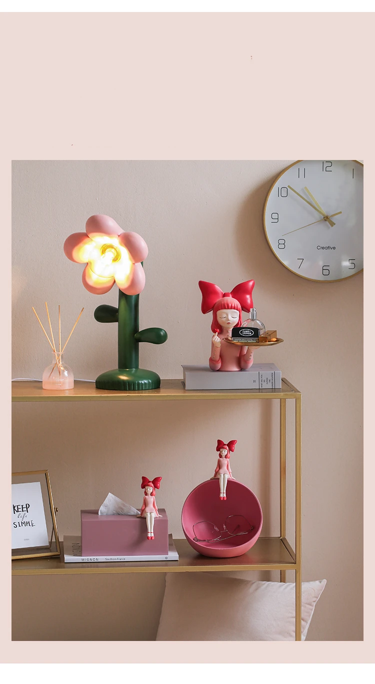 New Popular Flower Pink Girl's Room Children's Room Ins Popular Decoration USB DC 5V LED Table Lamp