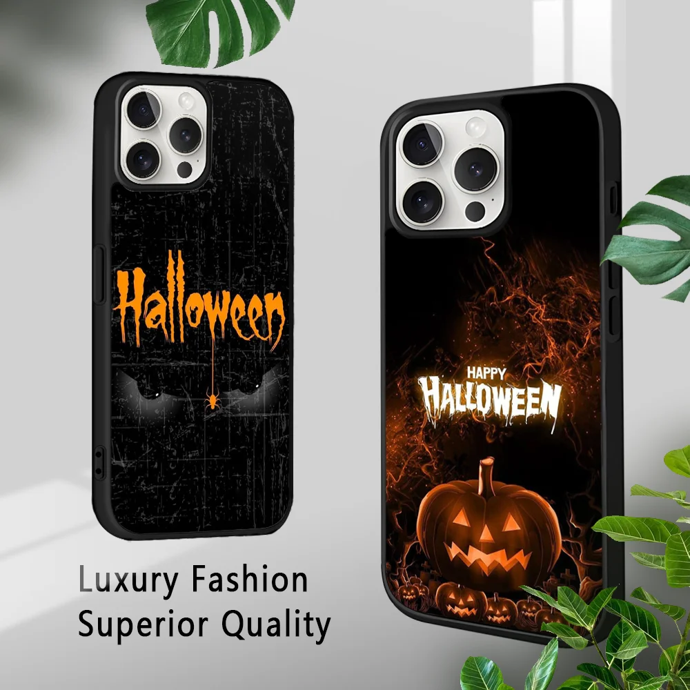 Happy scary halloween Phone Case For iPhone 15 14 13 12 11 Pro Xs Max Mini XR X 7 8 Plus luxury Mirror Hard Funda