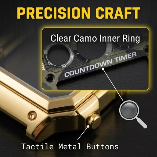 Premium 316L Stainless Steel Matte Gold Case Dial Mod Kit for Casio AE1300 Anti-Scratch Shockproof Upgrade Replacement Parts