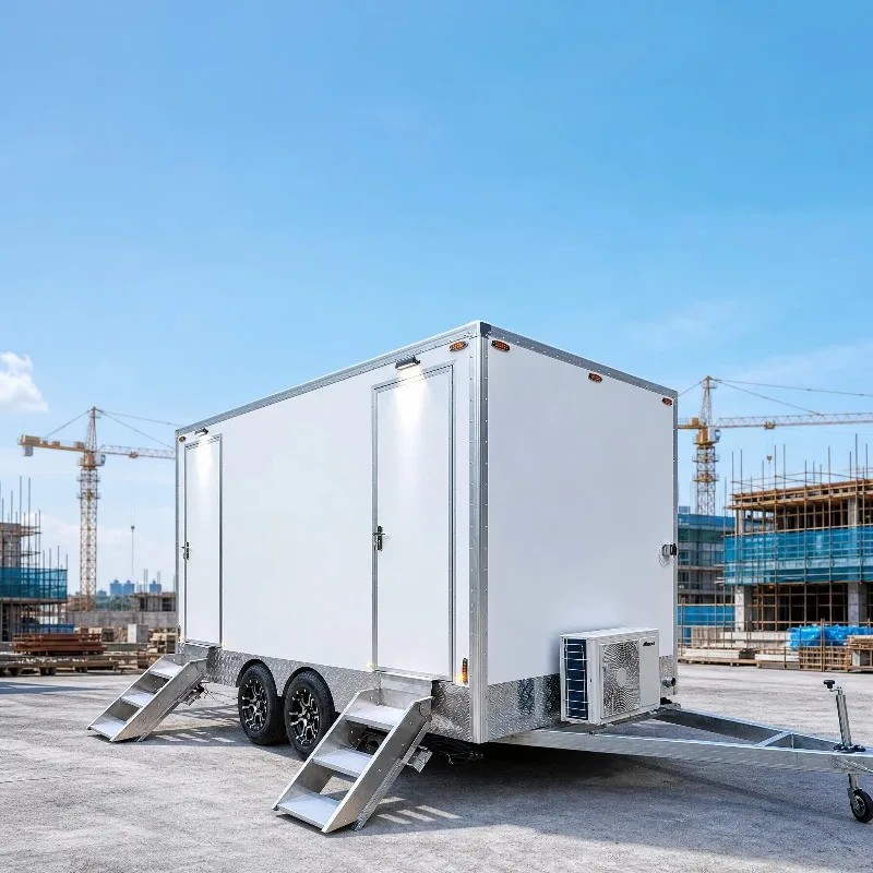 Customized DOT Standard 4.2m 3+1 Mobile Restroom Trailer Portable Toilet Dual Axle For North American Rental Business