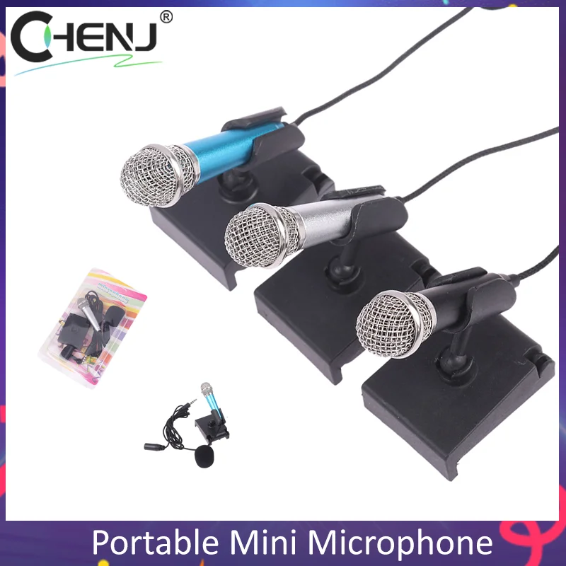 3.5mm Portable Mini Microphone With Stand Stereo Studio Mic For Smart Phone Laptop Desktop Handheld Microphone