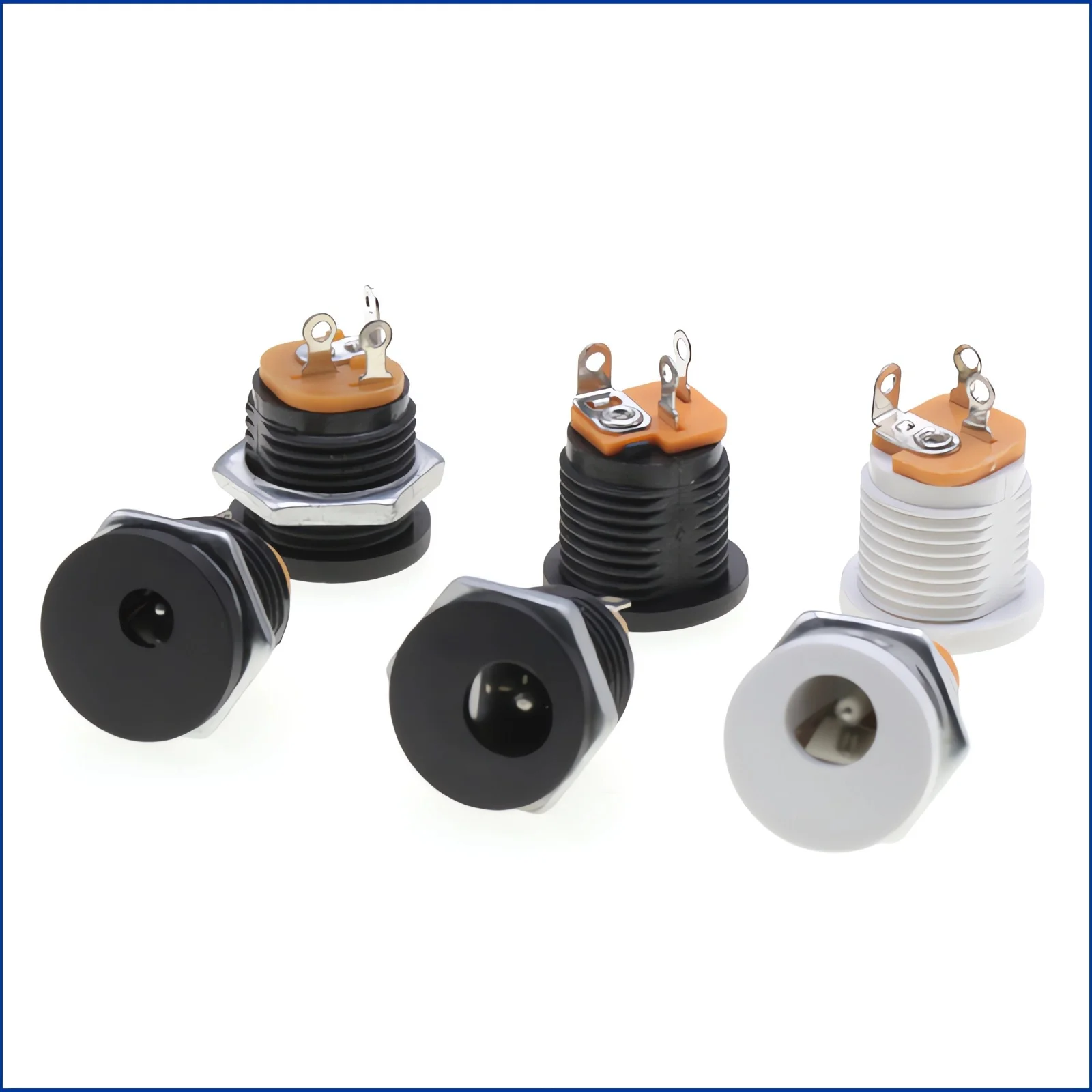 DC 커넥터 DC-022 5.5mm x 2.1mm 3핀 암 DC 전원 잭 패널 장착 나사 너트 키트 DC 소켓 전기 플러그