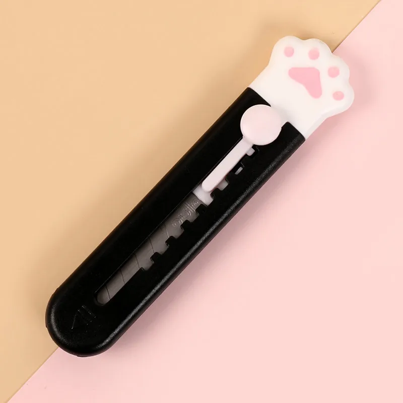 Mini Portable Cute Plastic Cat Claw Cutter Cartoon School Office Supplies Paper Cutting Tool Mini Retractable Letter Opener