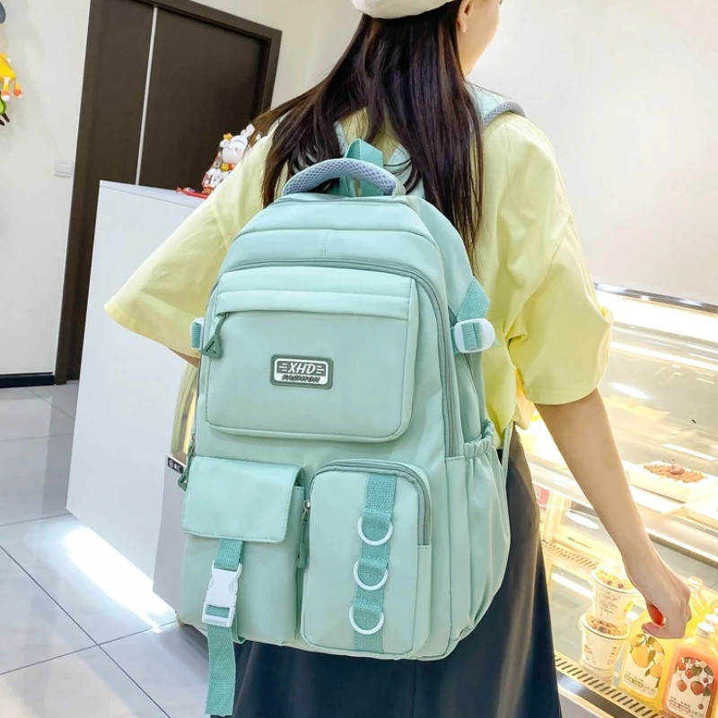 Multi-pocket Backpack for Teen Girls, Adjustable Padded Shoulder Straps Large Capacity School Bookbag,for Daily Casual Rucksack