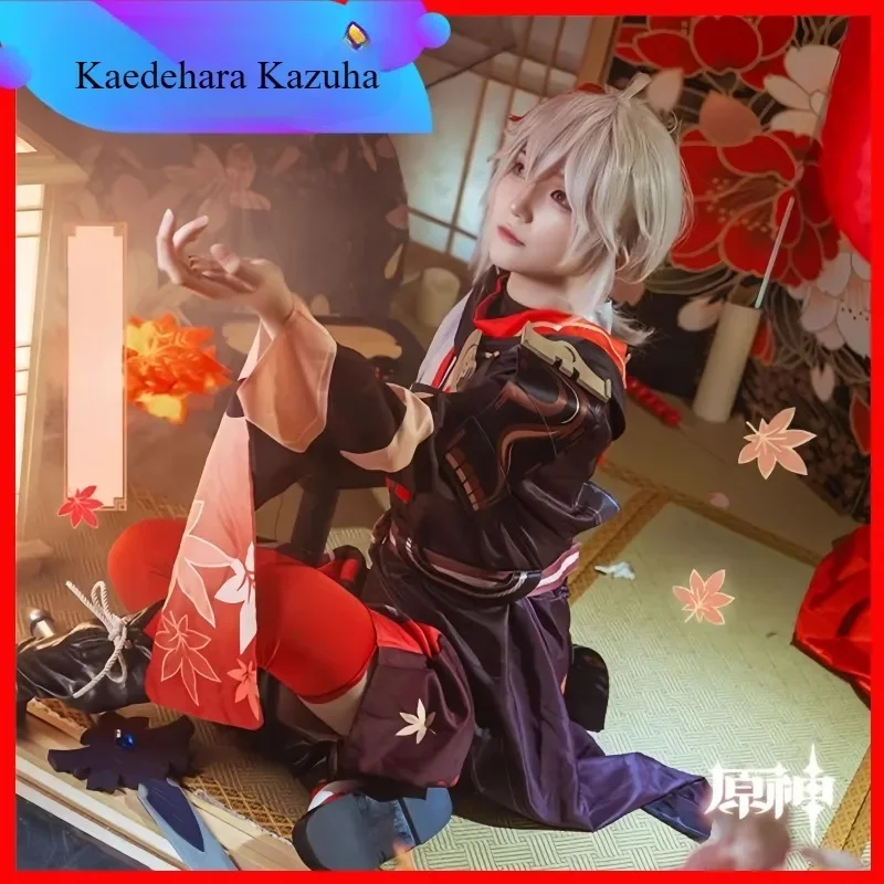 

Kaedehara Kazuha Cosplay Costume Game Genshin Impact Clothes Role Play Outfit Uniform White Wig for Carnival Party