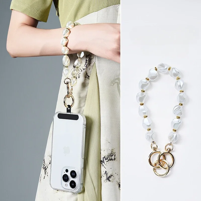 New Mobile Phone Strap Wrist with High Appearance Pearl Handmade Beaded Anti Loss Strap Phone Chain