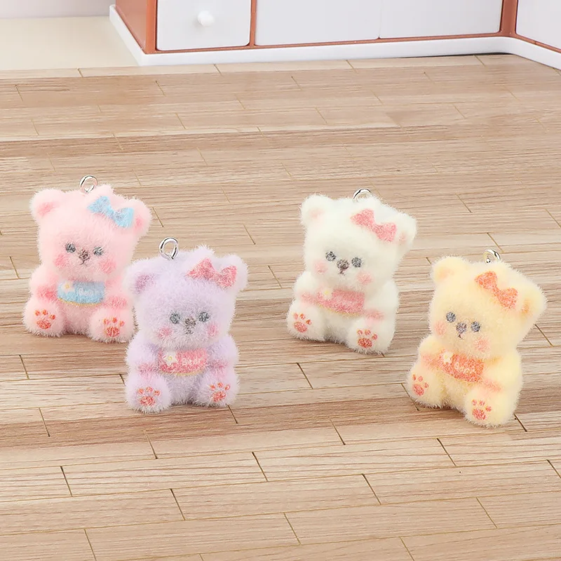 

20pcs Cute Plush Little bear Pendant Cartoon resin Doll Charms For make DIY Handmade Jewelry Necklace Keychain Accessories
