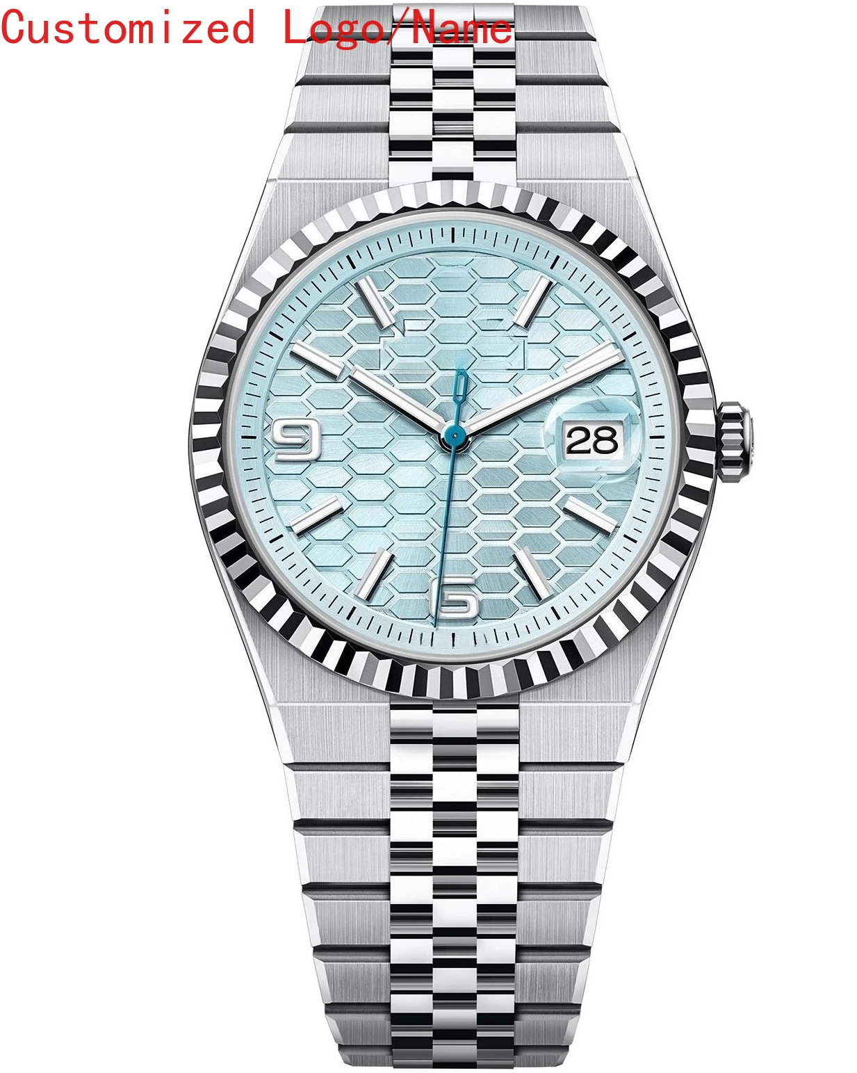 Picture 3: Customized 2025 New men's automatic mechanical watch, stainless steel bracelet,casual calendar,white and blue ladies' wristwatch