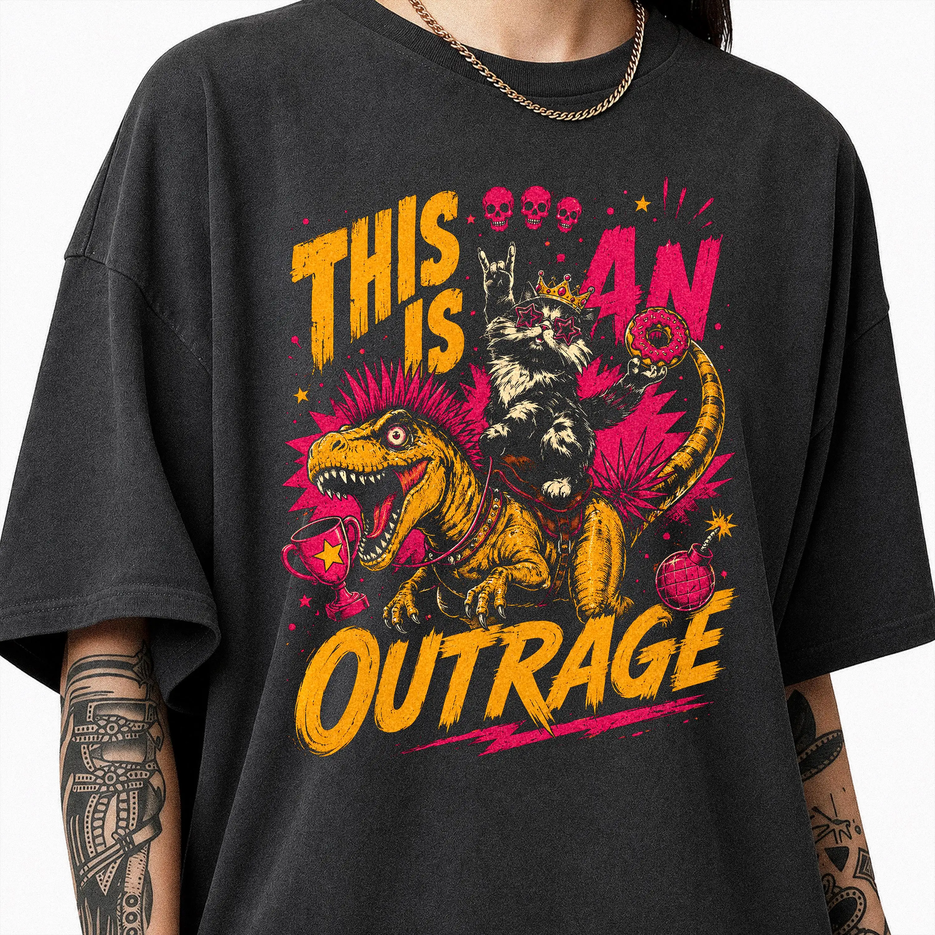 This Is An Outrage T-Shirt, LitRPG Fan Gift, Dungeon Crawler Shirt, Carl and Princess Donut Graphic Tee