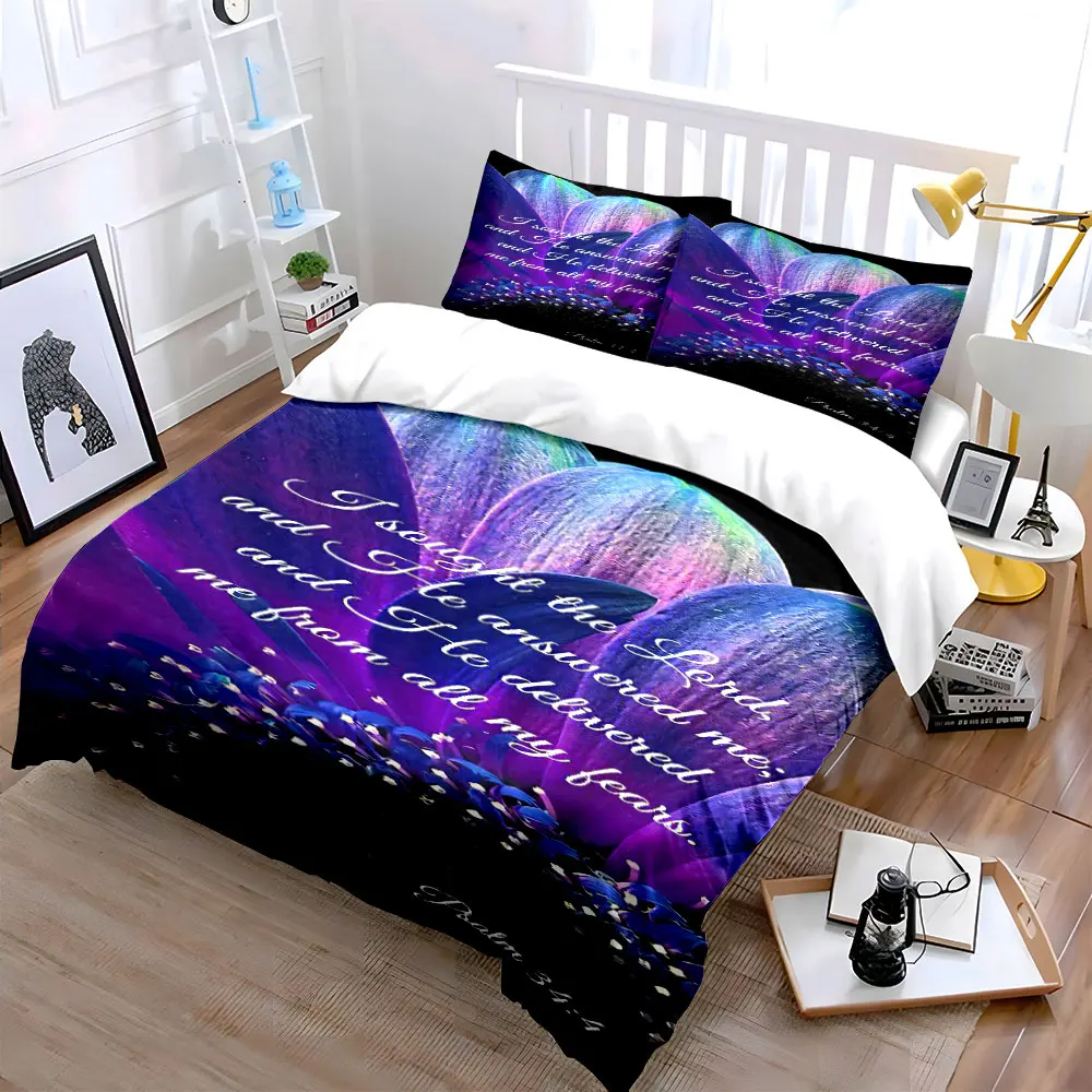 Faith-Inspired Floral Decorative Set  kid's and adults' bedroom decor, Exquisite three-piece bedding set gift