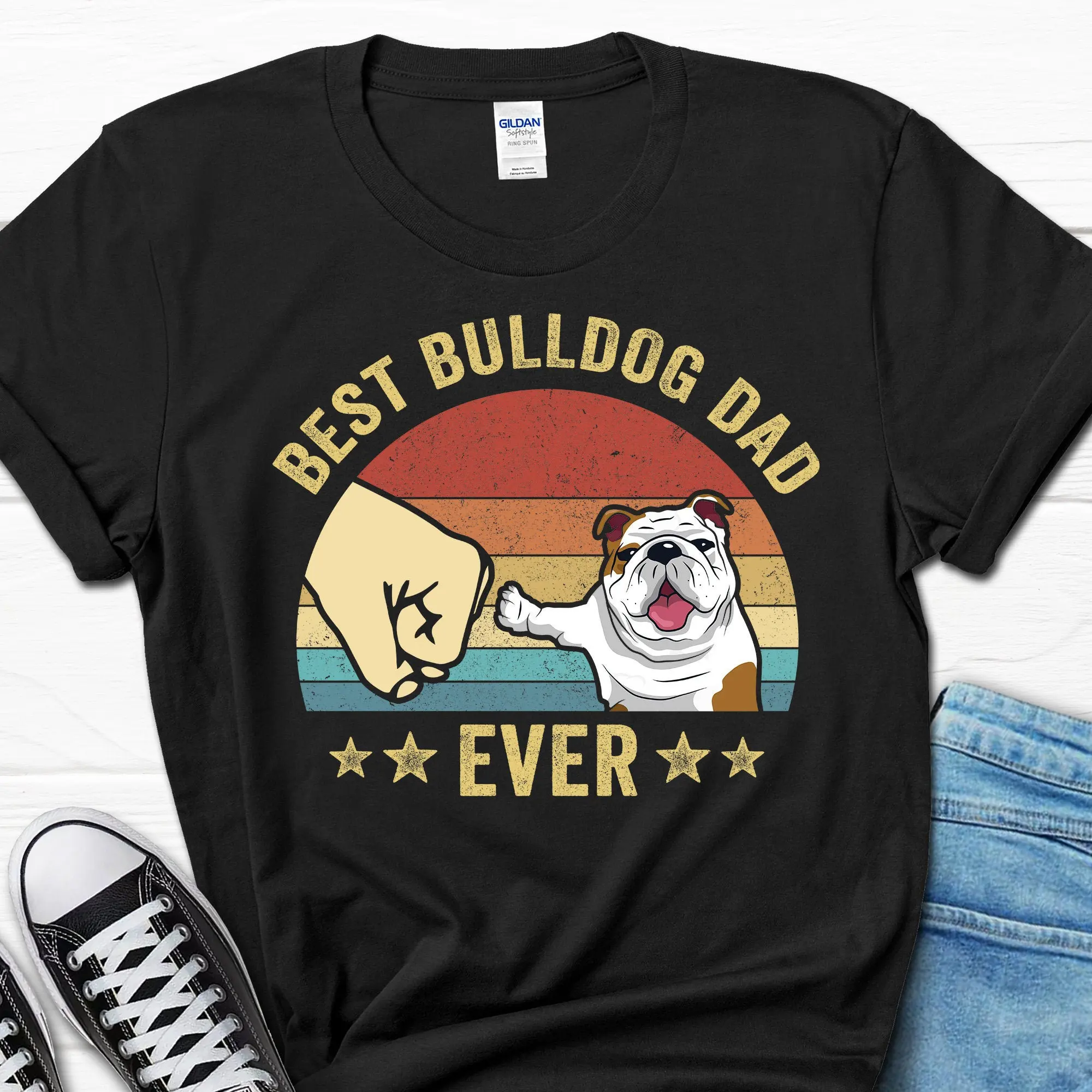 

Best Bulldog Dad Ever T Shirt Men's Father's Day Owner s for Him Lover Men