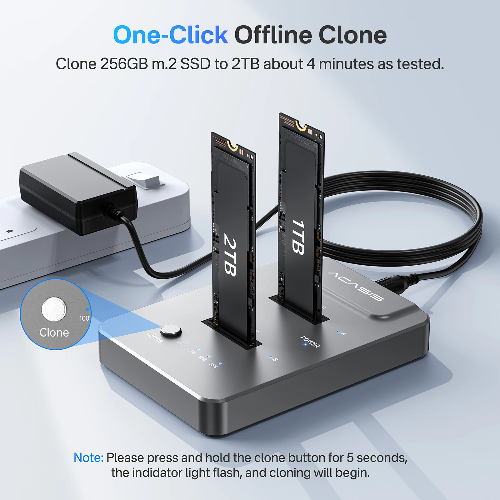 ACASIS 10Gbps NVMe M.2 デュプリケーター デュアルベイ オフライン クローン USB C - NVME ドッキング ステーション M2 SSD M キー ハードドライブ エンクロージャ用