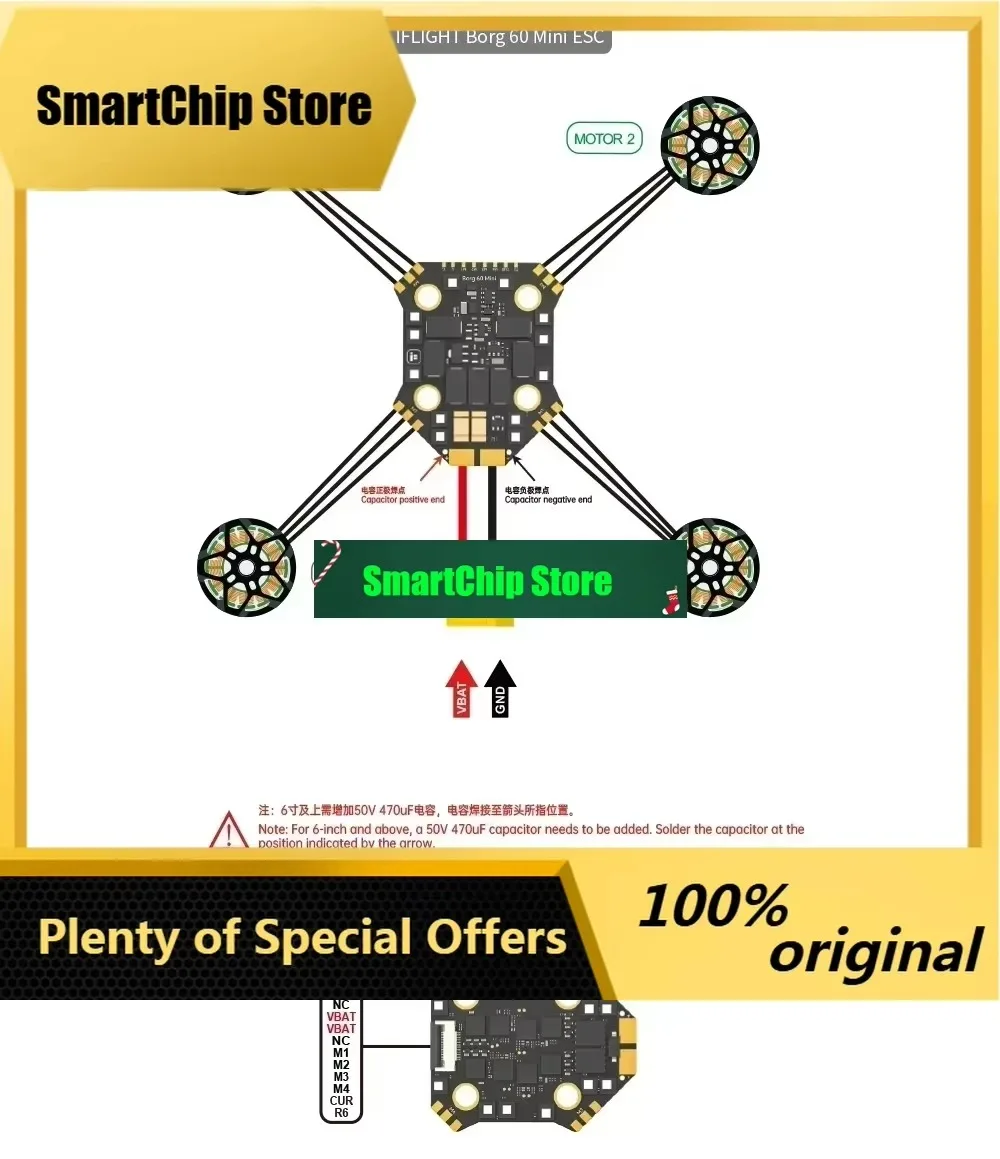 SmCpIflight Borg F7 Mini Stack con Controlador de Vuelo Borg F7 Mini FC / ESC Borg Mini 60 para Piezas de Carreras FPV