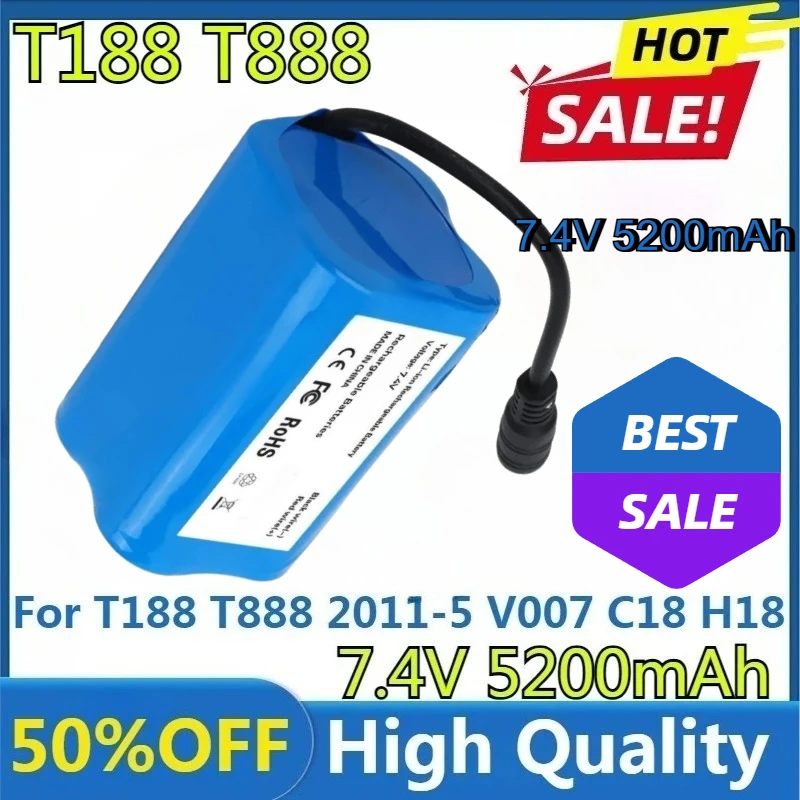 

For T188 T888 2011-5 V007 C18 H18 Remote Control RC Fishing Bait Boat Spare Battery Parts New High Quality 7.4V 5200mAh Battery