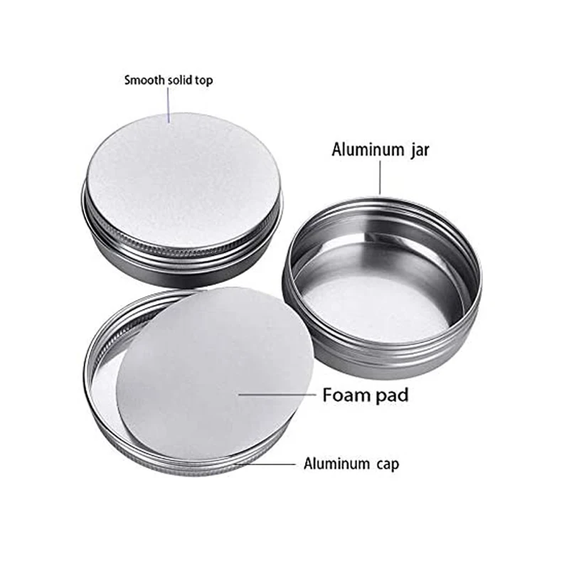 5-50Pcs 5ml-100ml Empty Silver Aluminum Tins Cans Screw Top Round Candle Spice Tins Cans with Screw Lid Containers