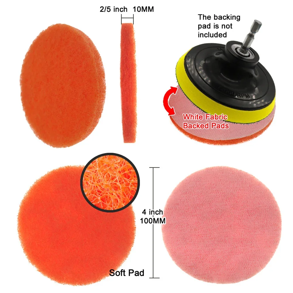 5pcs 4‘’ Drill Power Brush Tile Scrubber Scouring Polishing Pad 240 400 800 Household Cleaning Cloth Tool For Bathroom Floor Tub