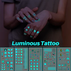 Simpatici adesivi per tatuaggi temporanei luminosi Impermeabile viso Body Art Tatuaggi finti Bambini Donne Cosmetici Accessori per festival