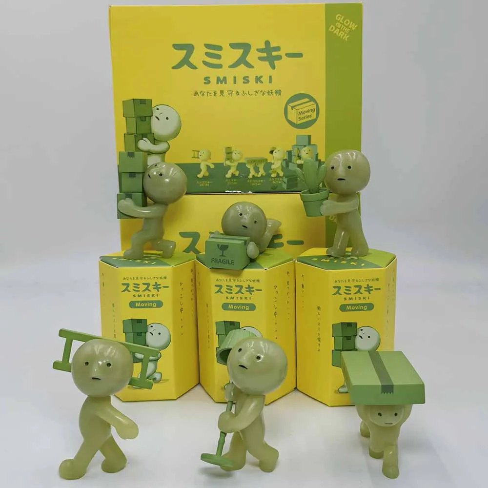 

Smiski Moving Series Mystery Cute Noctilucent Green Doll Action Figures Cartoon Desktop Blind Box Toys Birthda Gift