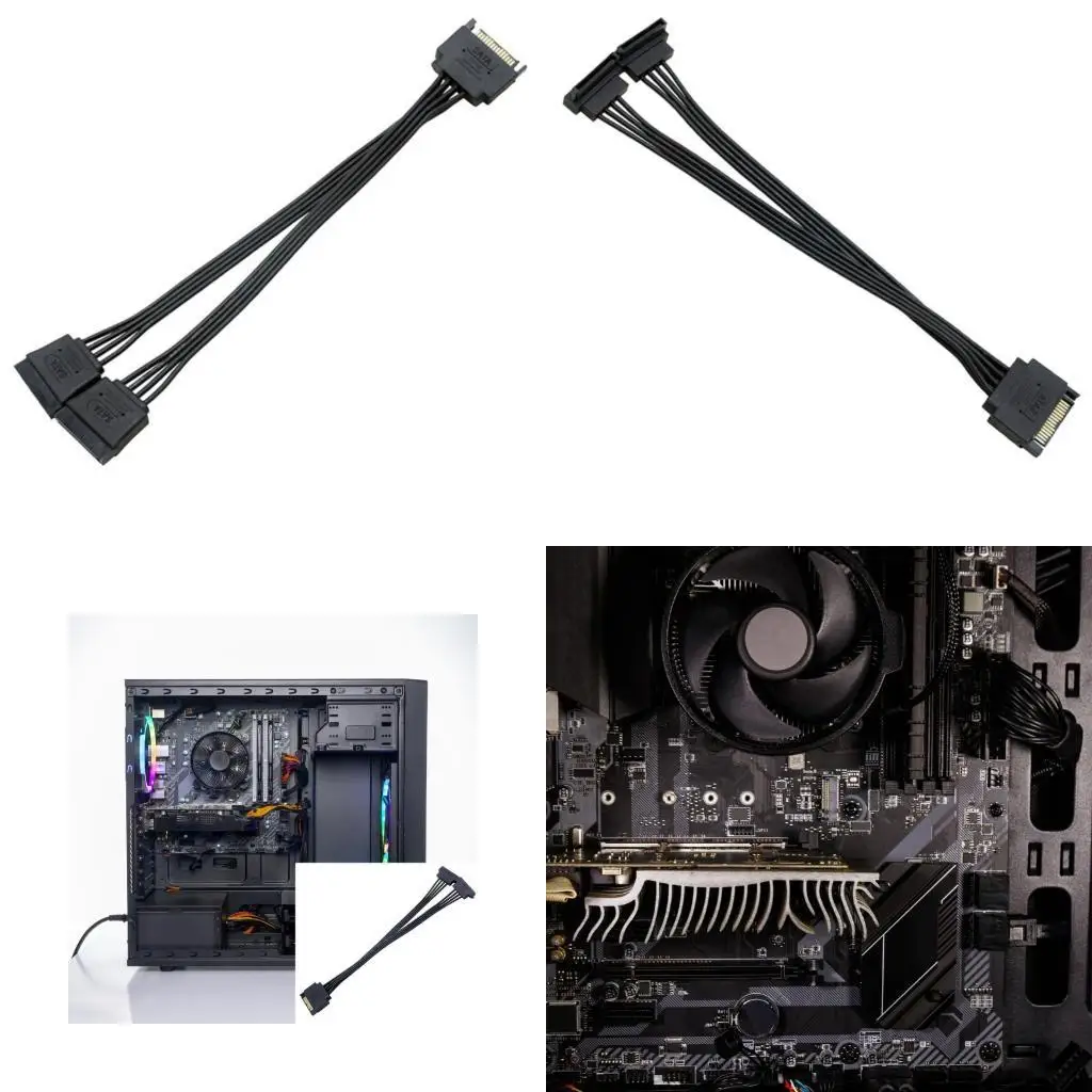 652F 15 핀 Y 케이블 스플리터 하드 드라이브 용 솔리드 디스크 15 핀 포트 용 이중 전원 커넥터