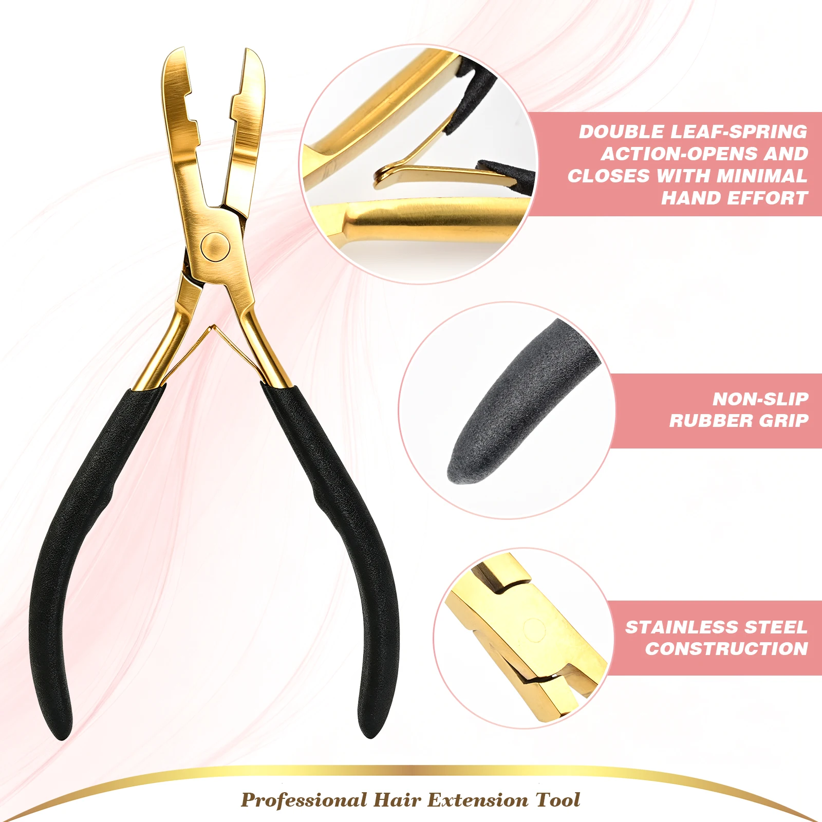 FOSHIO Hair Extensions Micro Link Bead Tool Stainless Steel Closing Remover Pliers Tape In Wigs Braid Pulling Loop Hook Clips