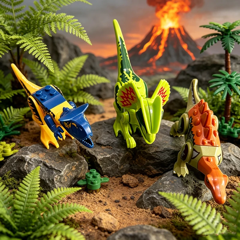Jurassic Dino Bausteine-Set Mini-Dinosaurier-Figuren Weltmodell Bausteine Spielzeug für Jungen Mädchen Lehrreiches Kinder-Geburtstagsgeschenk