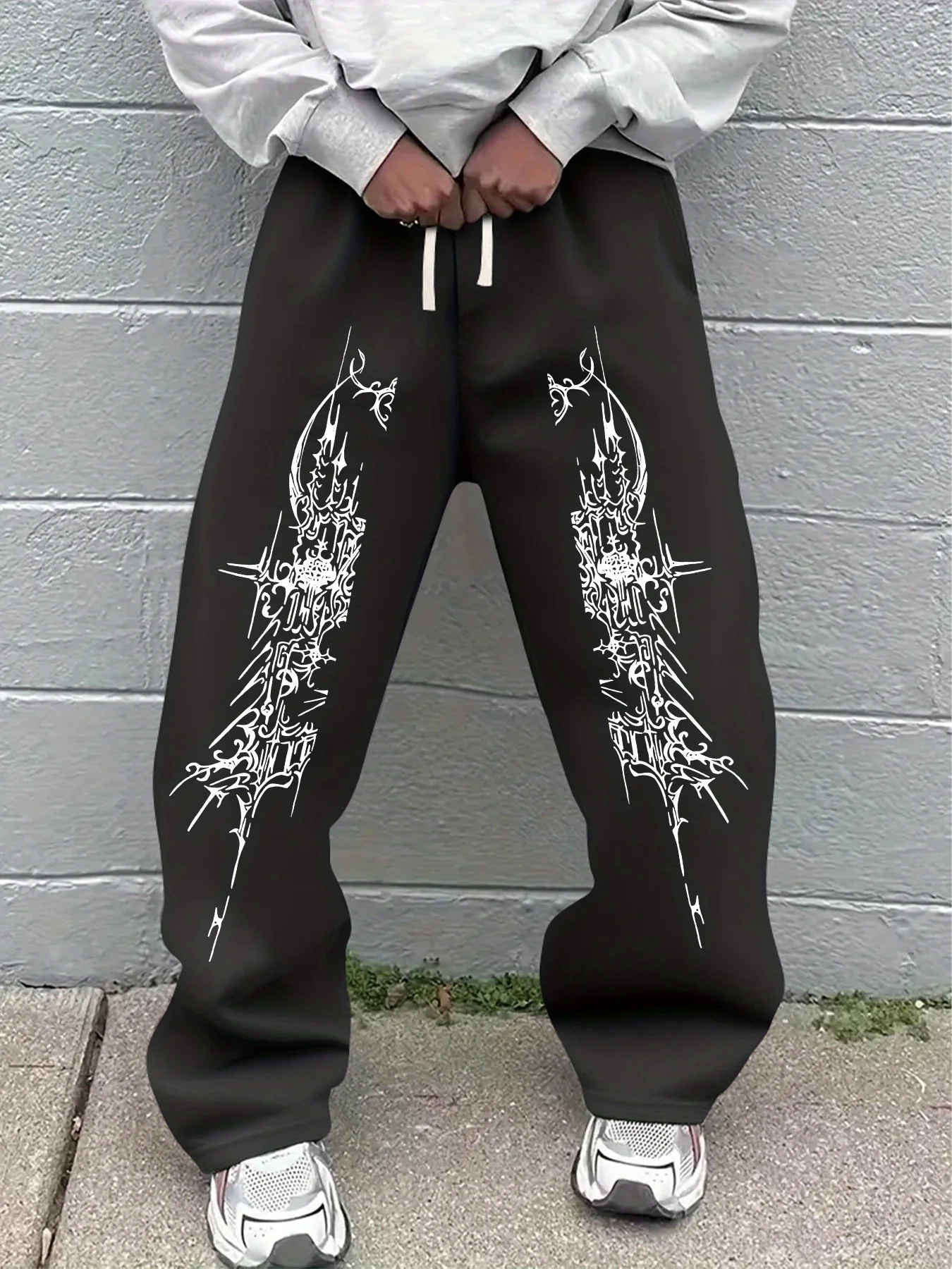 

Мужские свободные прямые спортивные штаны, мягкий вязаный пояс с завязками, темно-синие повседневные брюки для фитнеса, удобные всесезонные