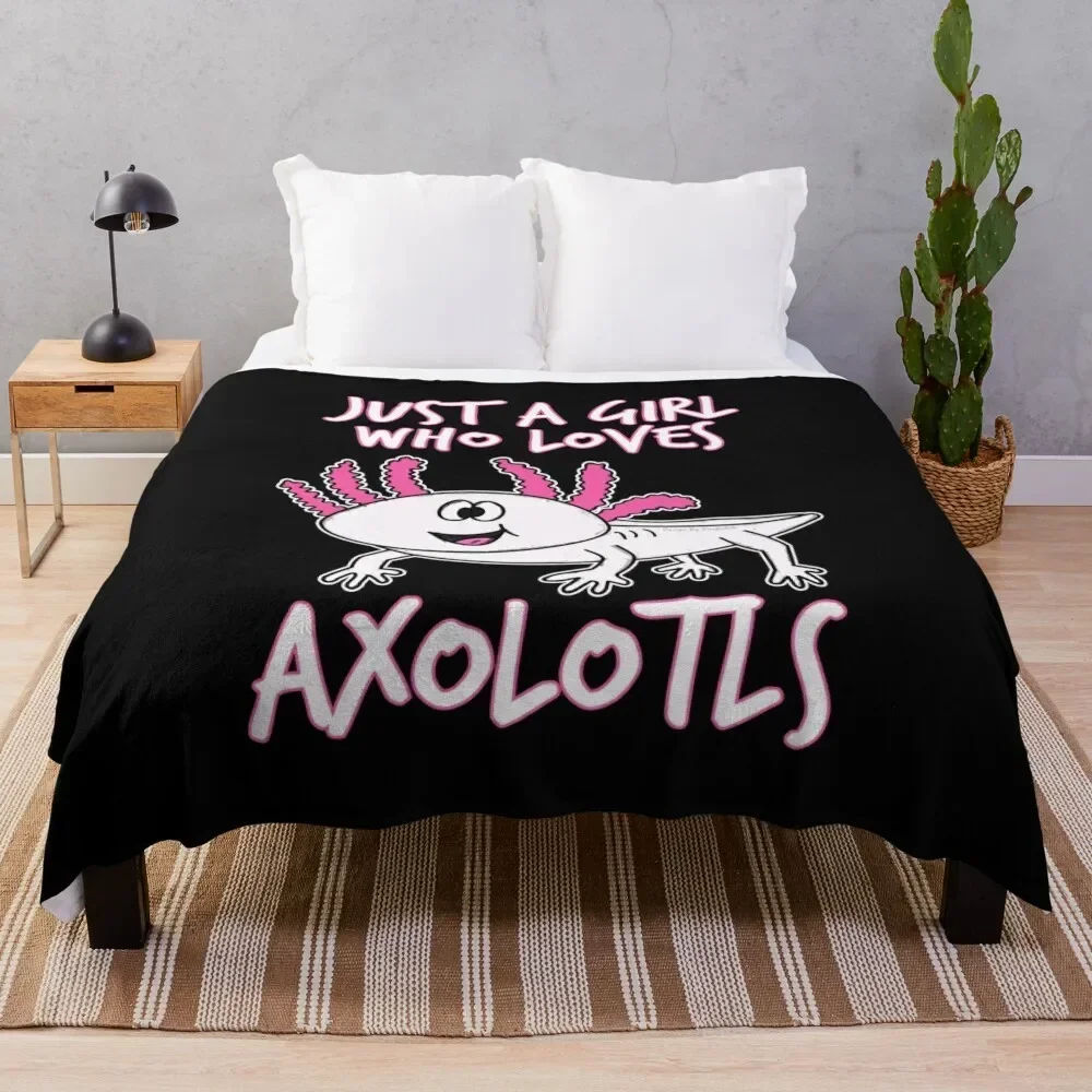 Just A Girl Who Loves Axolotls Funny Axolotl Throw Blanket Personalized Gift manga christmas gifts Blankets