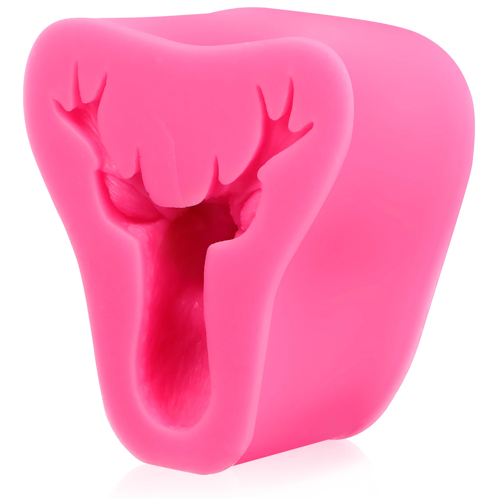 Christmas 3D Deer Elk Head Silicone Cake Mold Soap Chocolate Candy Fondant Mold Kitchen Baking Tool (Random Color)