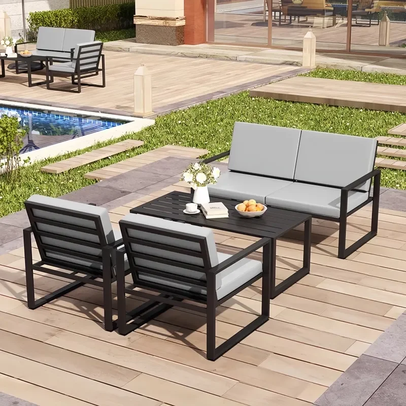 for Outdoor Wrought Iron Sofa Set Garden Patio Furniture Commercial Restaurant Courtyard Simple Negotiation Tables and Chairs