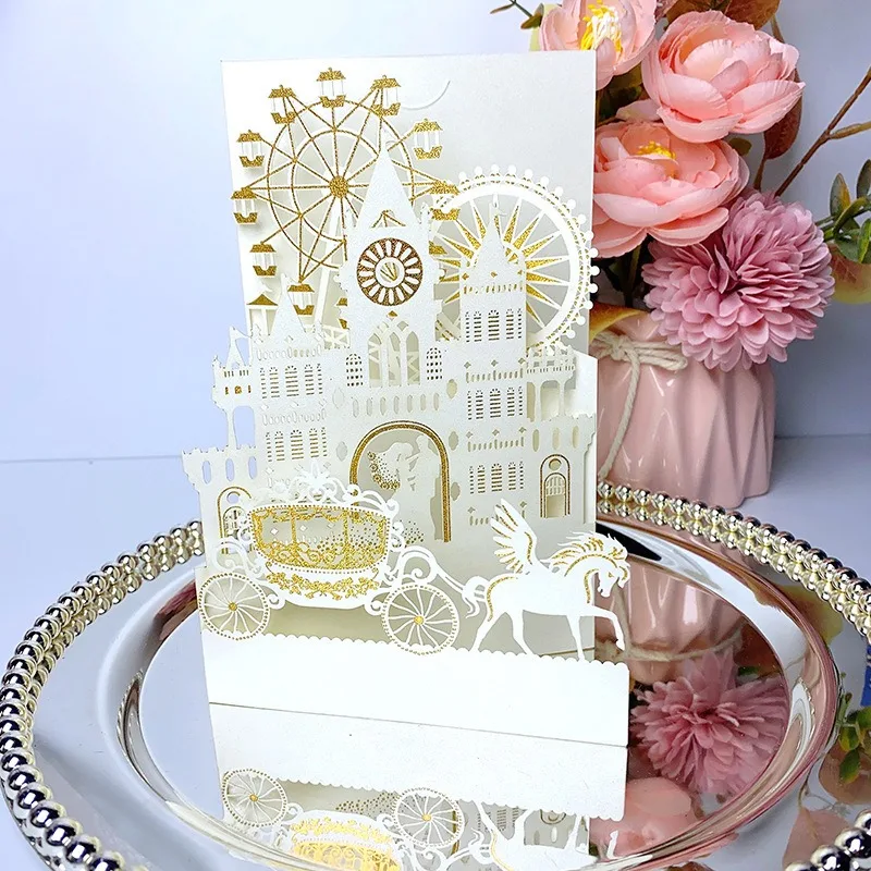 1pcs European Style Wedding Invitation Letter Holiday Party Greeting Card High-end Hollowed Out Invitation Card Greeting Cards