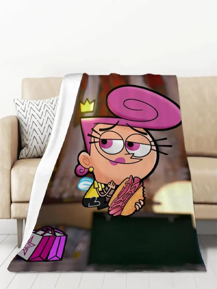 Fairly Oddparents Cartoon Throw Blanket Warm Fleece Bedspread for Sofa Knee Baby Bed Camping Winter Cozy