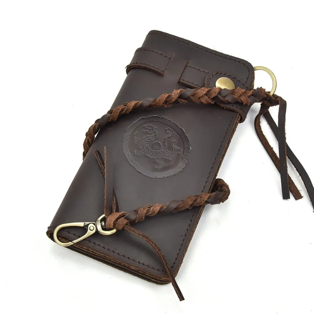 

Vintage Men's Long Wallet Top Layer Cowhide Wallet Men's Business Leather Wallet Clutch Coin Casual Premium Versatile Simple