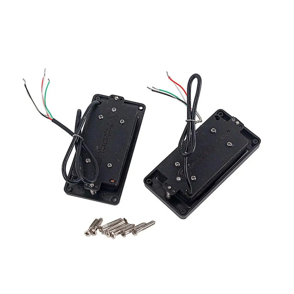 Metal Neck Humbucker Pickups Set Black Double Coil Guitar Parts with Mounting Screws for Electric Guitar Repair