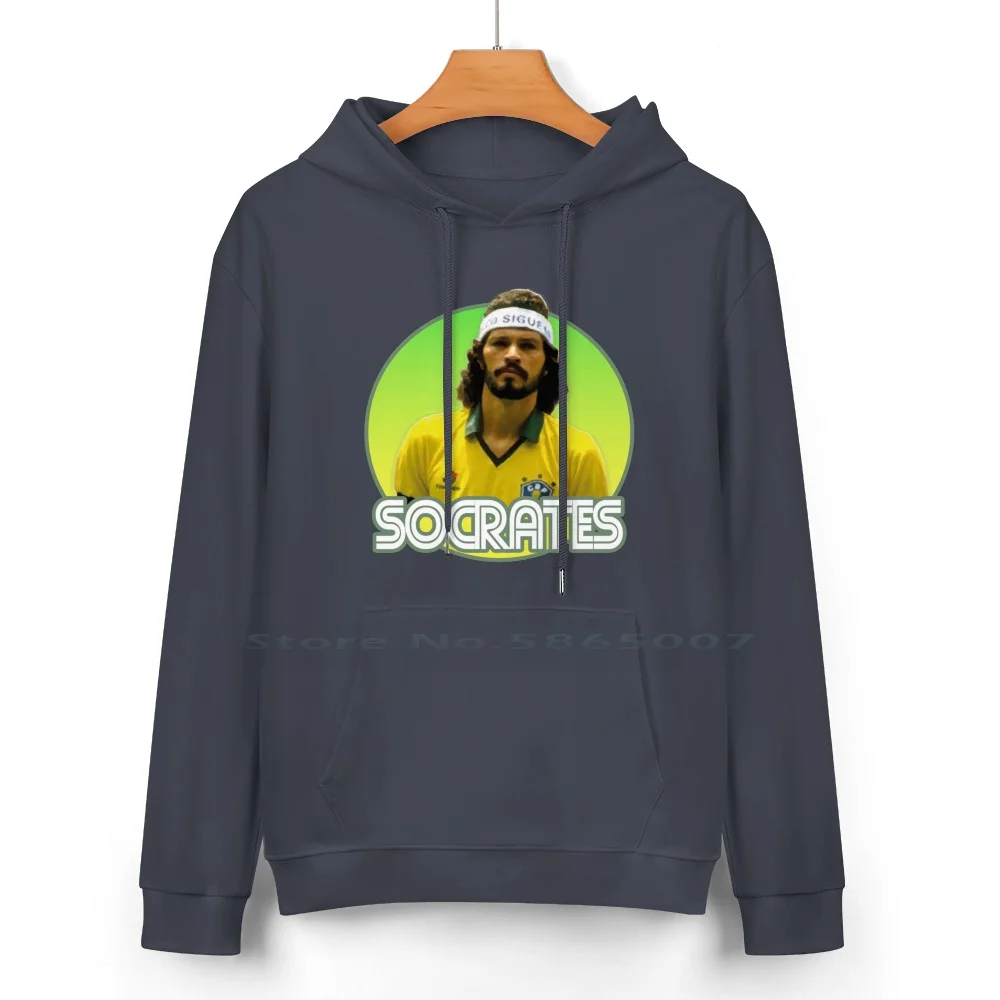 Socrates-Brazil Pure Cotton Hoodie Sweater 24 Colors Brazil Legends Socrates Football Soccer 100% Cotton Hooded Sweatshirt For