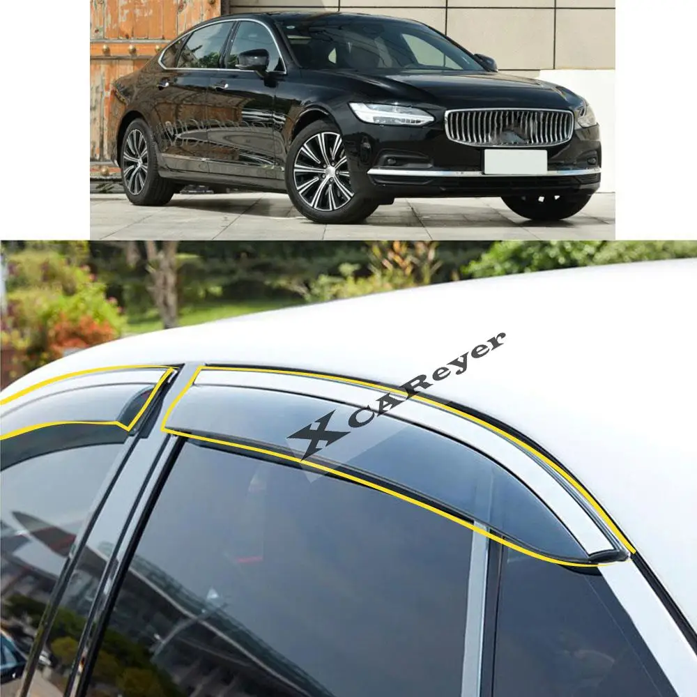 For VOLVO S90 2017 2018 2019 2020 2021 Car Body Styling Sticker Plastic Window Glass Wind Visor Rain/Sun Guard Vent Parts