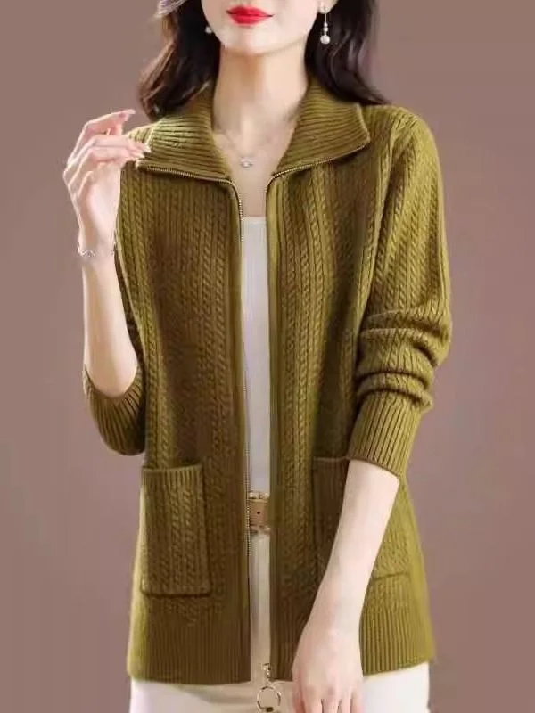 plus Size Women's Long Sleeve Sweater Slimming Concealing Autumn Winter Outerwear Korean Style High Waist Polyester Fiber