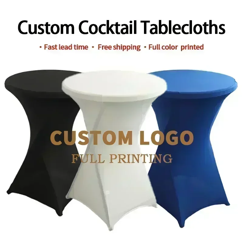 

TB Custom Round Tablecloth Cocktail Spandex Table Cloth Bar Hotel Wedding Party White Table Cover 60/80cm Hotel Supplies