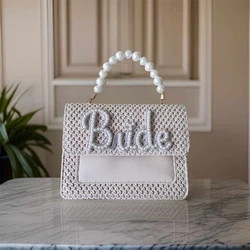 Elegante borsa di perle da sposa boho beach destinazione fidanzamento di nozze addio al nubilato addio al nubilato addio al nubilato luna di miele futuro regalo della signora