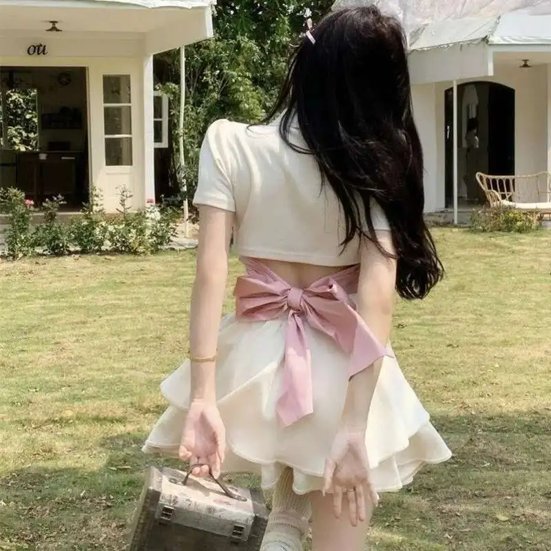 كاواي رسالة التطريز أعلى محصول للنساء ، بدوره أسفل طوق ، القوس الخلفي ، ضمادة ، تيشيرتات حلوة ، خرافية لطيف تيشيرتات ، الصيف ، Y2K #1