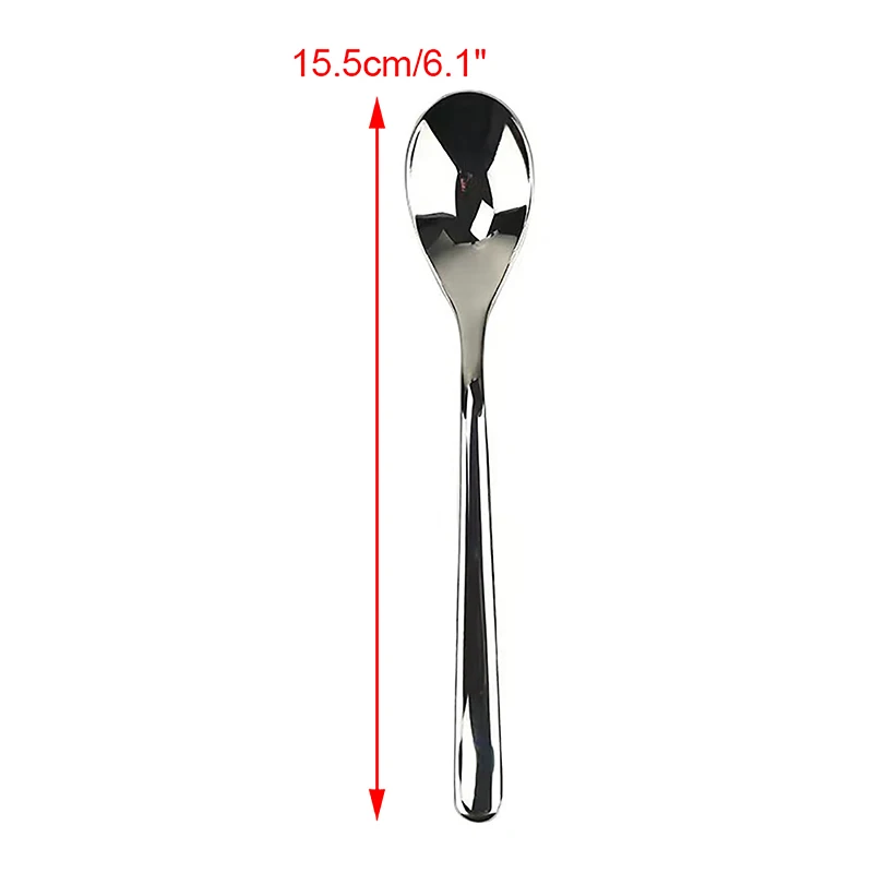 Colher redonda de aço inoxidável com alça longa, colheres para sobremesa, colheres para acessórios de cozinha, vermelho líquido, dourado, utensílios de cozinha