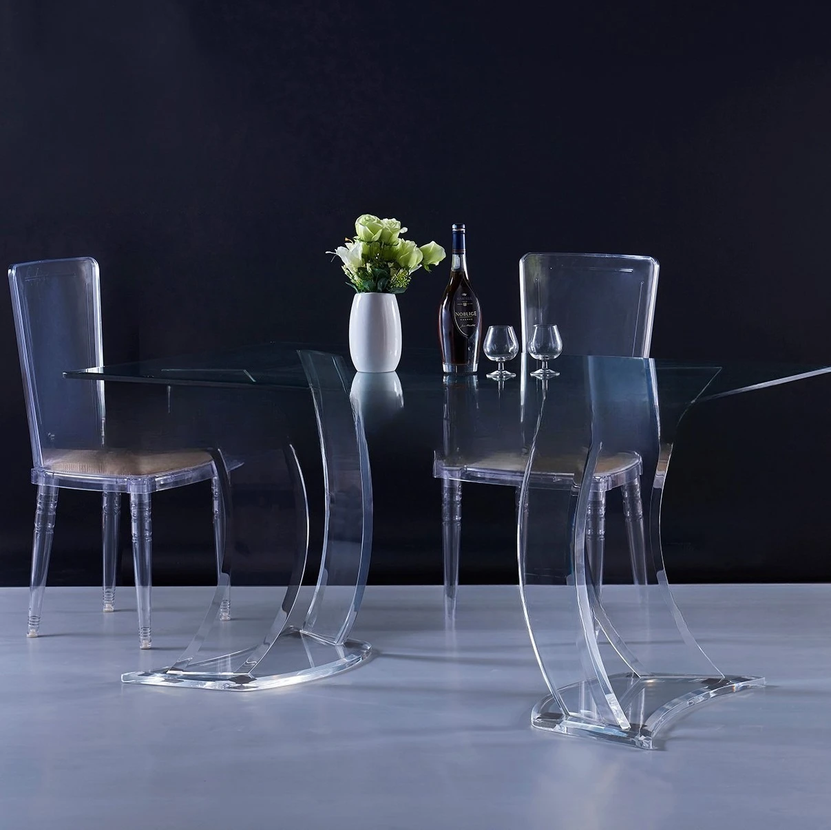 Factory direct sales acrylic DIY dining table restaurant banquet square table transparent crystal table light