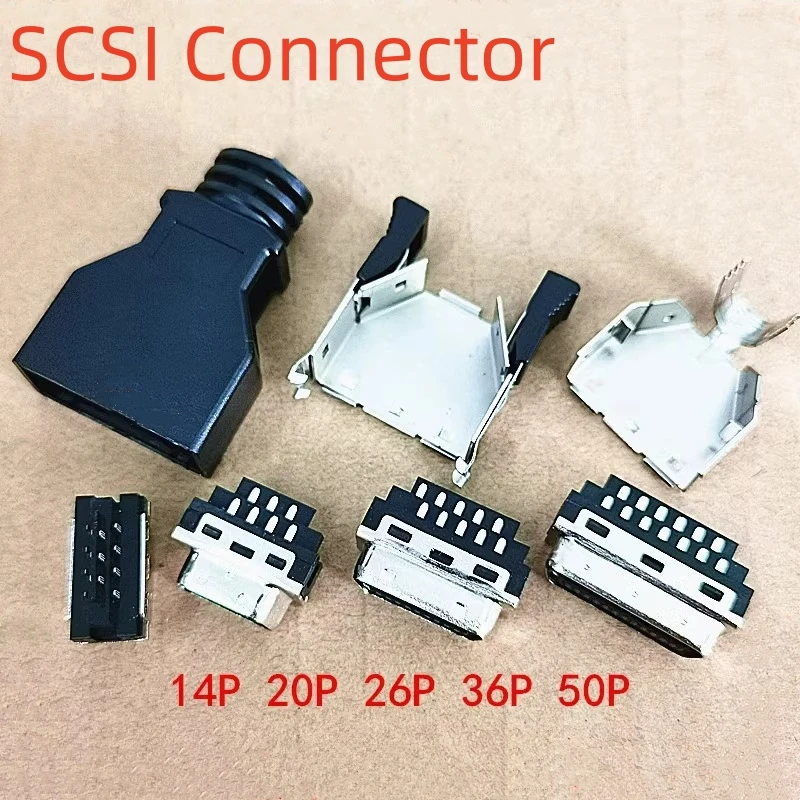 10PCS Scsi Connector 14p 20p 26 36p 50pin Mdr Male Cn Solder Plug Kit Shield For Servo Motor Drive Type