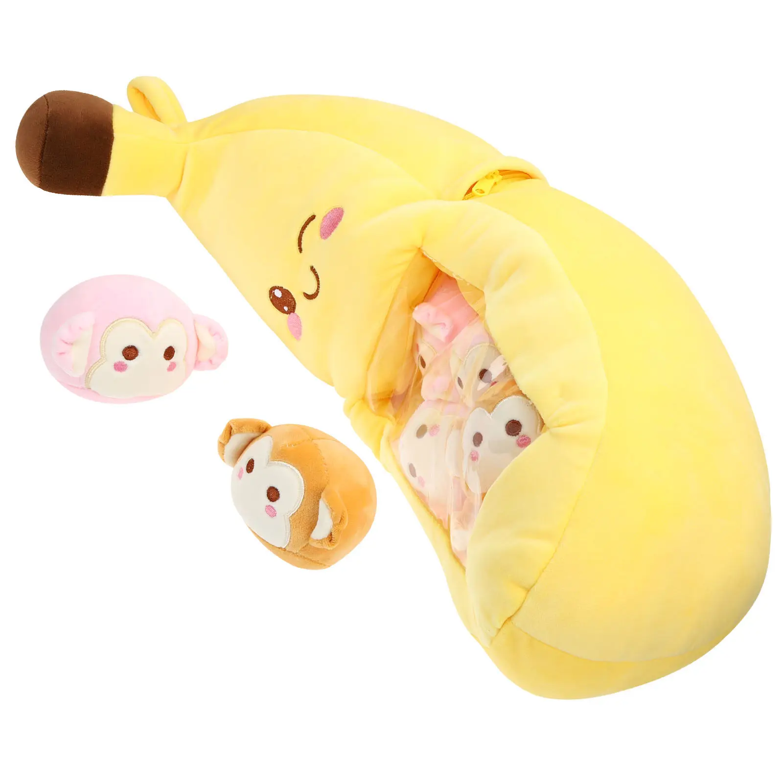 

1Set Banana Stuffed Pillow Soft Warm Huggable Fruit Decor with Clear View Window Ideal for Sleep Photo Prop Festival Birthday