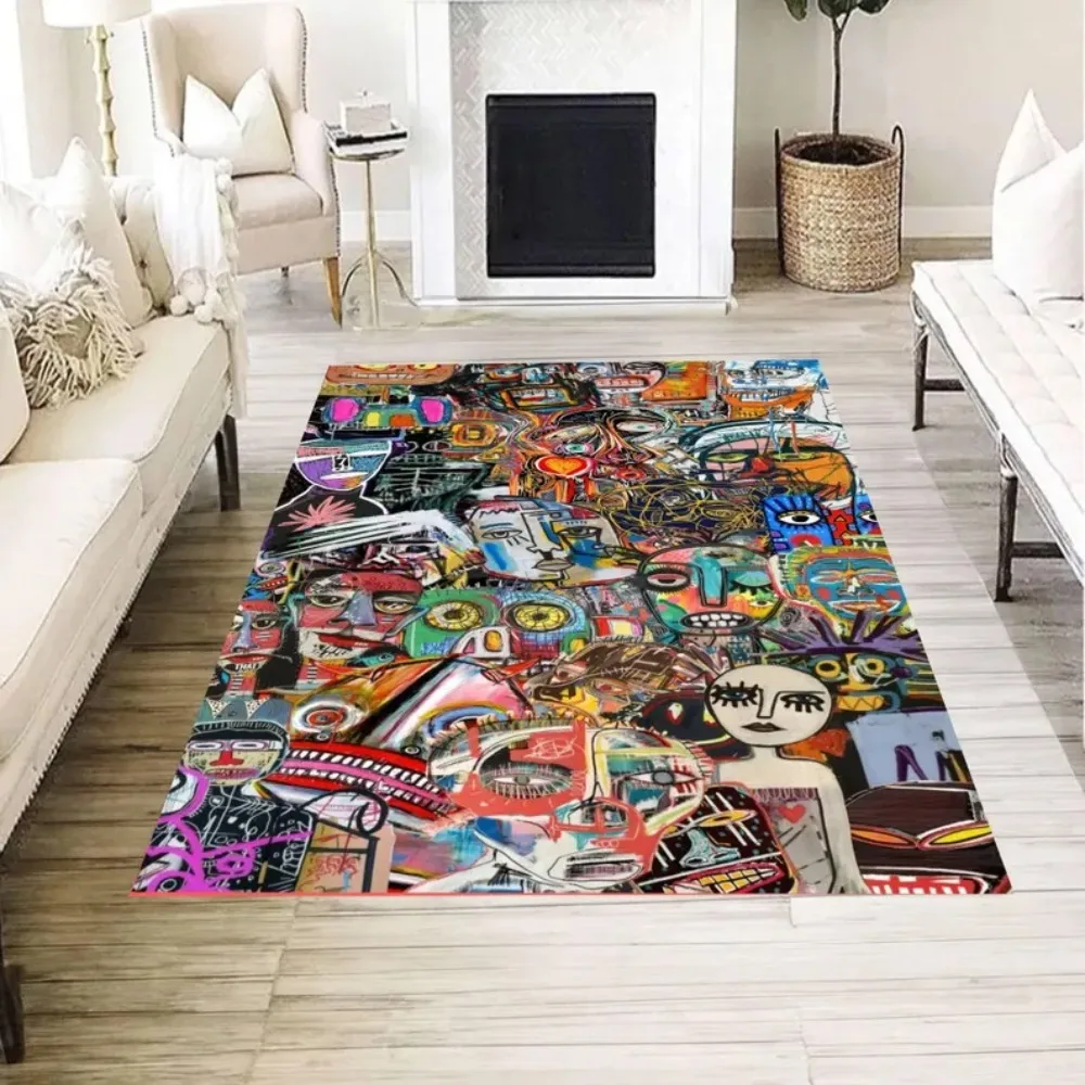 Graffiti Art Print Area Rug Anti-slip Floor Mat for Living Room Abstract Street Style Soft Carpet for Teen Bedroom Home Decor
