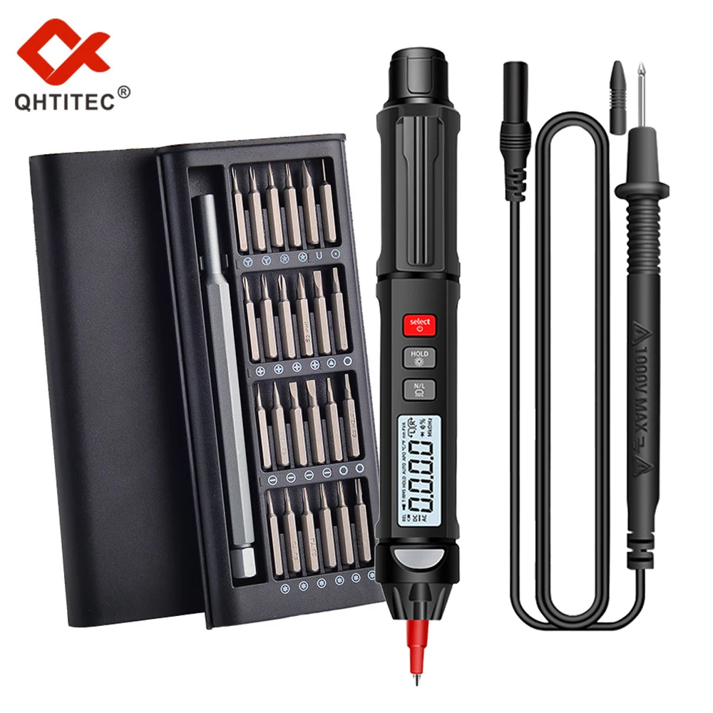 Qhtitec 6000 telt pen multimeter digitale automatische multi-tester true rms 118a 118b driefasige sequencing ncv reparatie tool set