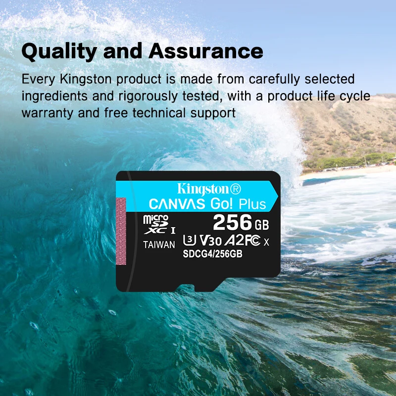بطاقة ذاكرة Kingston V30 A2 microSDXC أصلية 128 جيجابايت 256 جيجابايت 512 جيجابايت بطاقة مايكرو SD مع محول بحد أقصى 200 ميجابايت/ثانية بطاقة فلاش TF كاميرا بدون طيار