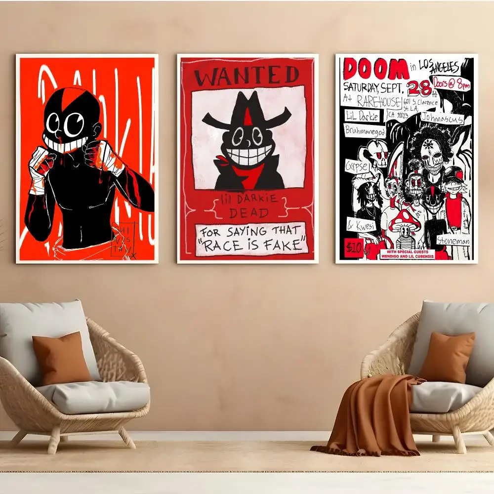 Rapper  L-Lil D-Darkie Poster Aesthetic HD PVC Wall Art - Waterproof Wear Resistant For Home Hotel Bar