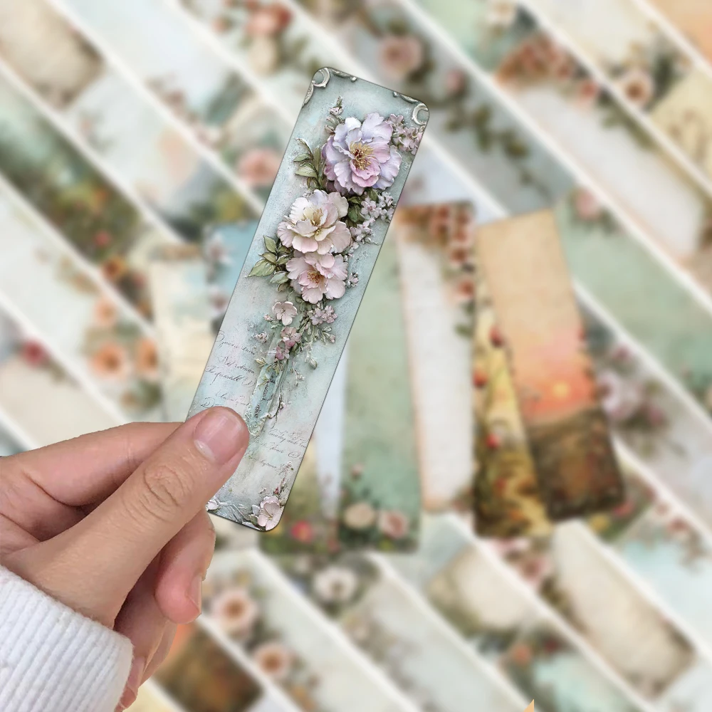 30PCS Creative Retro Landscape Bookmark Decoration Student Books Handbooks Annotated Paper Cards Gift Bookmarks